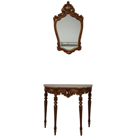 Barok Rococo Wandconsole Sidetable Met Marmer Blad En Spiegel 06 1