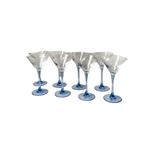8X Martini Coupe / Champagne Glas, Licht Blauw, Luminarc 1