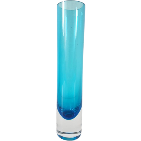 * Vintage Vaasje Blauwe Glazen Vaas Jaren 60 / 70 1