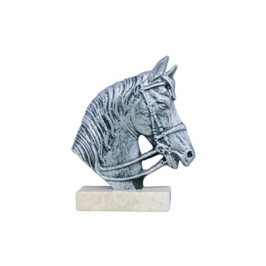 Metalen Paard Travertin Voet 1