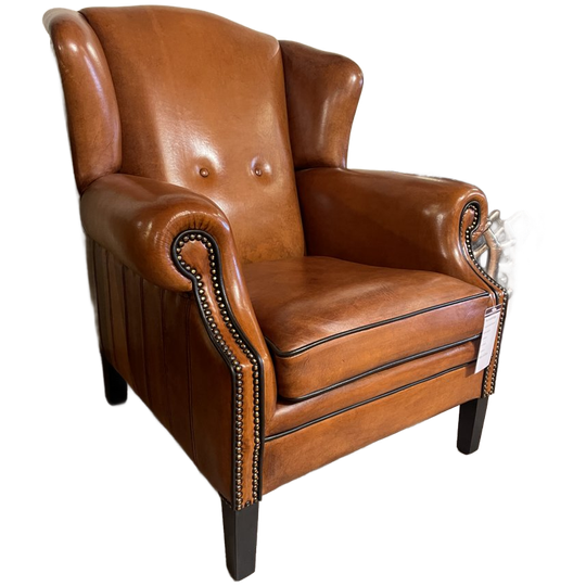 Cambridge Schapenleren Oorfauteuil Cognac Schaapsleder 1