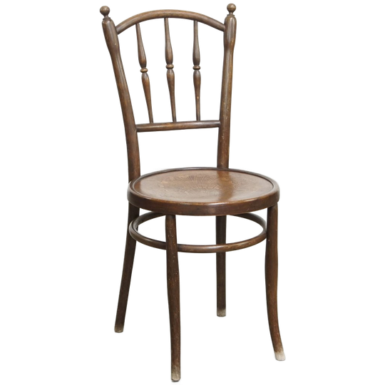 Charmante, Zeer Elegante Bistro Stoel In De Stijl Van Thonet Met Mooi Houtsnijwerk In De Zitting 1