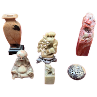 Set Miniaturen Gemaakt Van Natuurlijk Speksteen.
