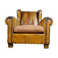 Antieke Lederen Fauteuils – Sleets Bruin – Jaren 30