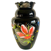 Grote Art Deco Vaas Zwart Booms Glas Bloemen