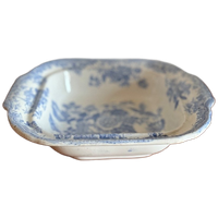 Antieke Engelse Aziatische Fazantenschaal Met Het Iconische Blauw-witte Patroon