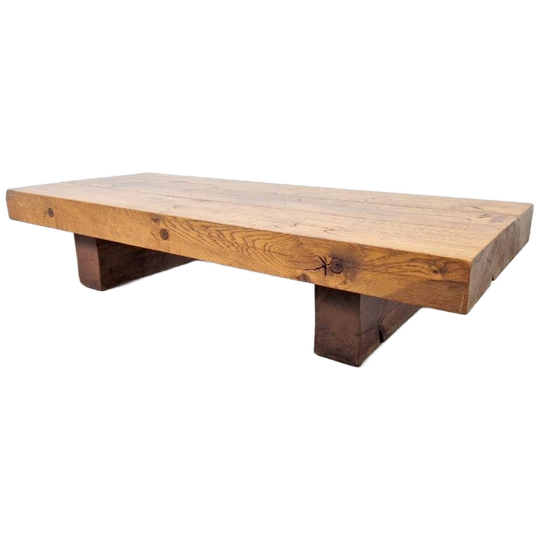 Brutalistische Rechthoekige Eiken Salontafel Frankrijk 1960 1