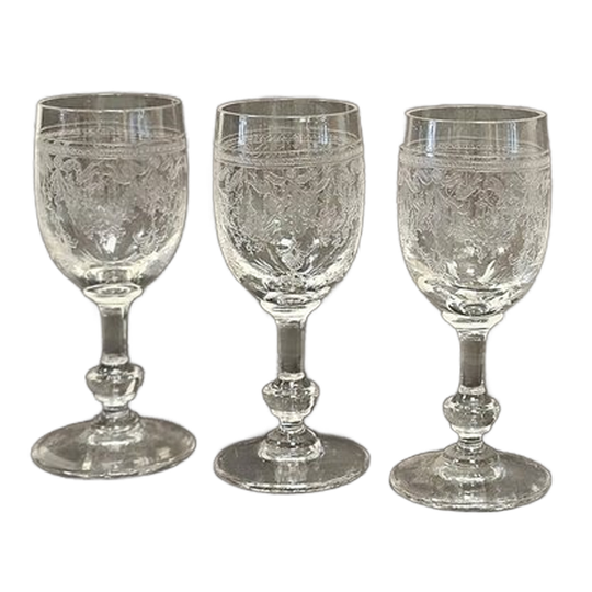 Antieke Likeurglaasjes Guirlande/ Guilloche Gravering (4 Stuks) 1