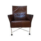 Vintage Montis Charly Flex Fauteuil Bruin Leder, Gerard Van Den Berg Voor Montis thumbnail 1