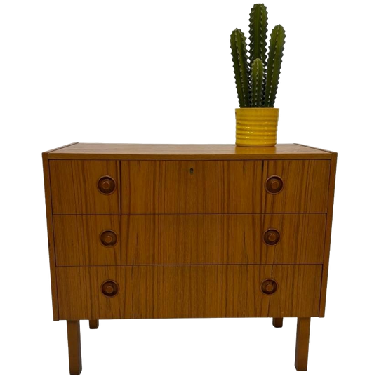 Vintage Deense Ladekast Kastje Jaren 60 Teak Fineer 1