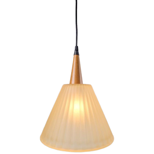 Vintage Micron Hanglamp Hout Glas Italy Design ‘80 1