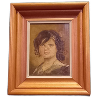 Antiek Portret Olieverf Op Hout