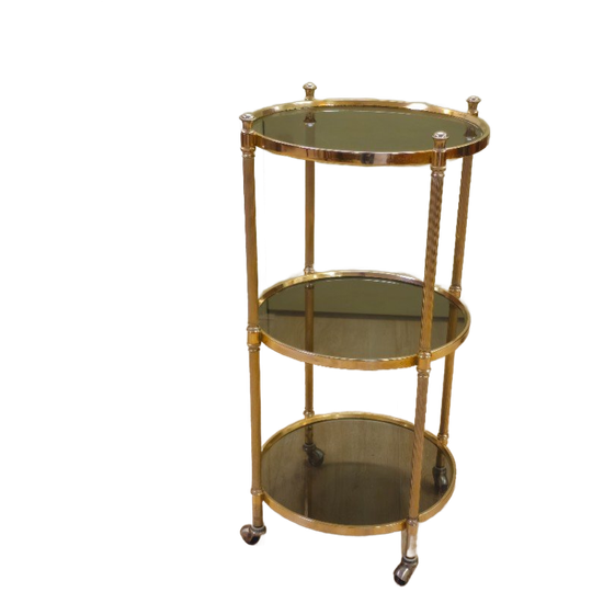 Vintage Barcart Serveerwagen Trolley Bijzettafel Messing 1