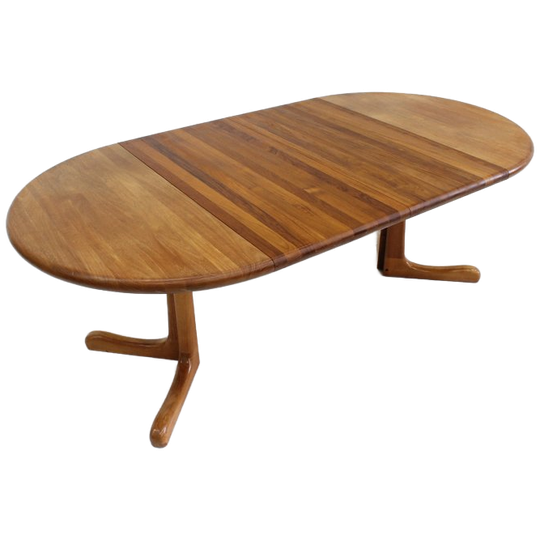 Vintage Deense Ronde Uitschuifbare Eettafel Tafel Massief Teak 1