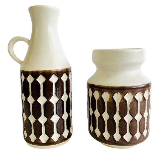 West-germany Jasba Vazen Set Reliëf Decoratie 1960’s 1
