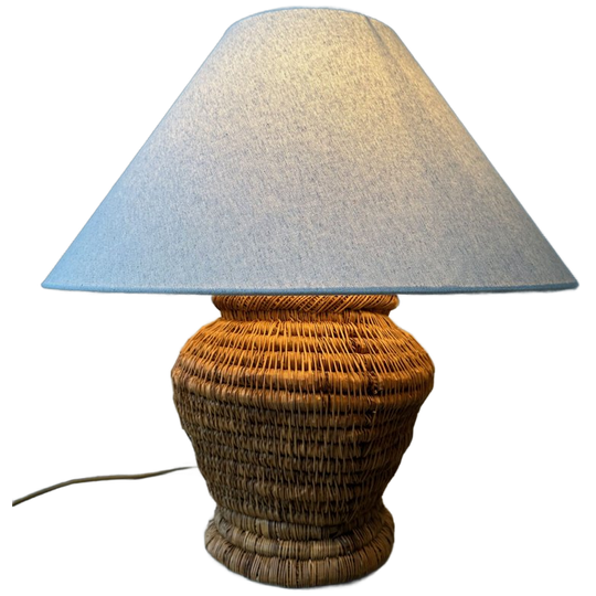 Vintage Tafellamp – Oude Rotan Kruik 1