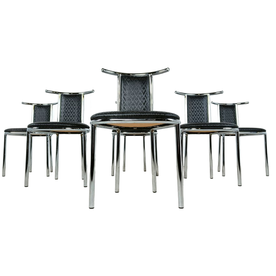Vintage Chrome Postmodern Dining Chairs, 1980s 1