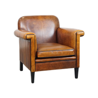 In Goede Staat Verkerende Schapenleren Art Deco Design Fauteuil/Armchair Met Leuke Details