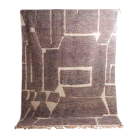 Handgeknoopt Hoogpolig Mid-Century Vintage Wollen Vloerkleed