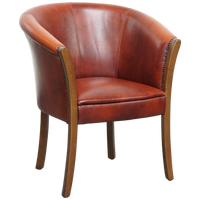Leuke Rundleren Tubchair/ Bijzetstoel/ Bureaustoel In Een Prachtige Warme Rood/bruine Kleur