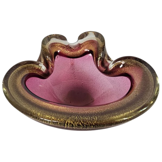 Barovier & Toso - Murano - Asbak - Glas - Paars/Roze - Ingesloten Gouddeeltjes - 1950'S 1