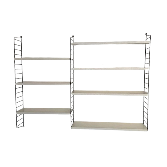 Vintage Wandrek Nisse Strinning Met 7 Witte Schappen 1