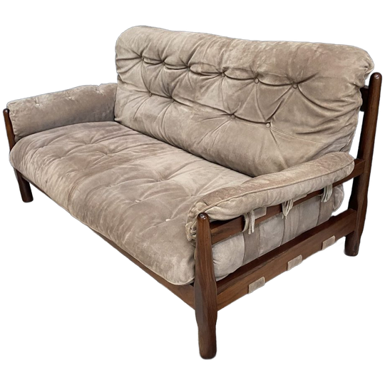 Brazillian 2 Seat Sofa In Suede And Jatoba Wood 1
