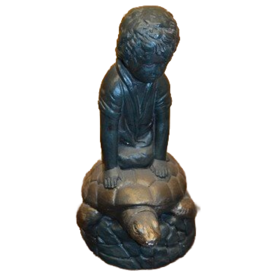 Lief Beeld Van Jongen Op Schildpad Van Gips 1