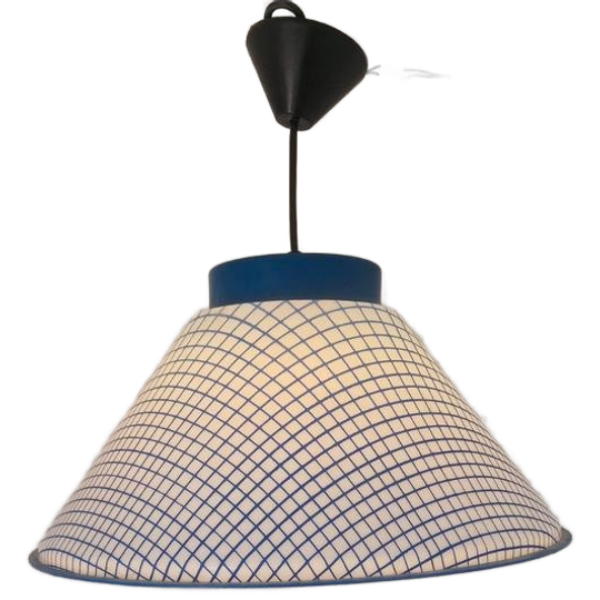 Vintage Kunststof Hanglamp Wit Blauw. 1