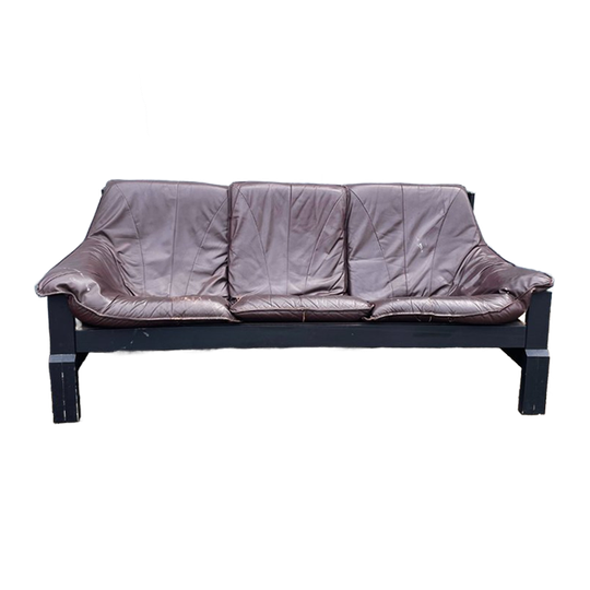 Vintage Leren Brutalist Bank (3-zits) 1