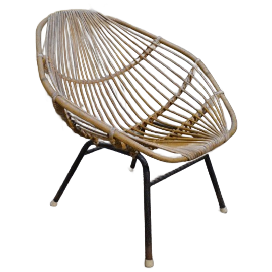 Rohé Noordwolde Rotan Fauteuiltje Met Metalen Onderstel Jaren 60 1