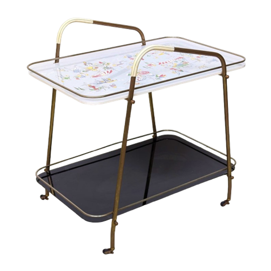 Trolley Jaren 50 – Messing En Decoratief Glas - (mc49) 1