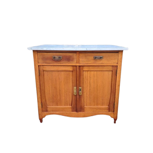 Vintage Commode, Dressoir, Ladekast Met Marmeren Blad.