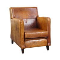 Vintage Schapenleren Armchair Met Een Diepe Zit, Strak Design En Veel Karakter