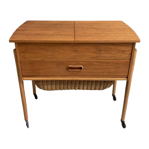 Teak Sewing Box Table Danish 1960S