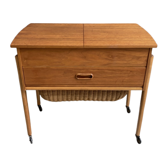 Teak Sewing Box Table Danish 1960s 1