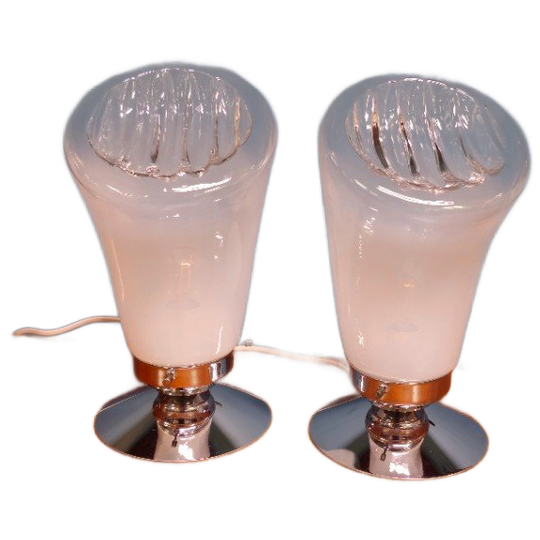 Set Van 2 Tafellampen Murano Italië Bedlampjes Lampen Lamp 1
