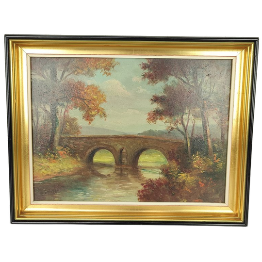 Schilderij - Landschap Met Brug 1