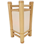 Vintage Bamboe Canvas Lamp Boho thumbnail 1