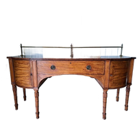 Notenhouten Dressoir, Sidetable, Console Met Messing Hekwerk