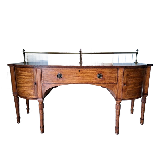 Notenhouten Dressoir, Sidetable, Console Met Messing Hekwerk 1