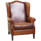 Comfortabele En In Goede Staat Verkerende Schapenleren Oorfauteuil Met Een Tijdloos Design thumbnail 1