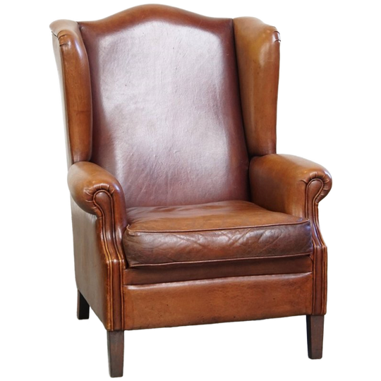 Comfortabele En In Goede Staat Verkerende Schapenleren Oorfauteuil Met Een Tijdloos Design 1