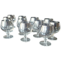 Set Van 11 Vintage Jaren 60 Zilver Ombre Cognac Glazen