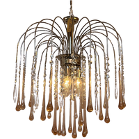 Murano Teardrop Kroonluchter Hanglamp Kristal Chrome Frame