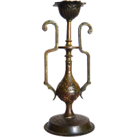 Antieke 19e Eeuwse Orientaalse Bronzen Kandelaar Jemen/india