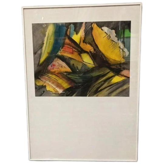 Vintage Origineel Aquarel Schilderij, Ingelijst 1