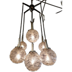 Vintage Kroonluchter 70s Chroom Met 7 Glazen Bollen thumbnail 1