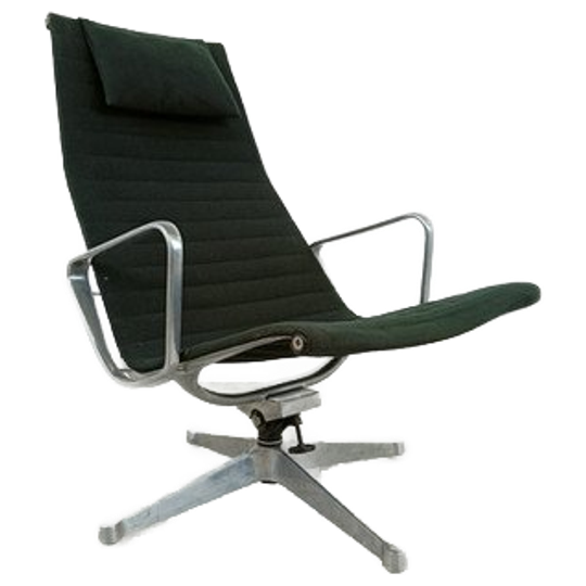 Charles &amp; Ray Eames Ea124 Lounge Chair In Black Fabric, 1970s 1