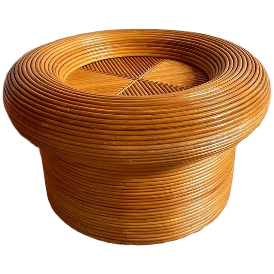 ‘pencil Reed’ Rotan Bamboe Salontafel Vintage 1